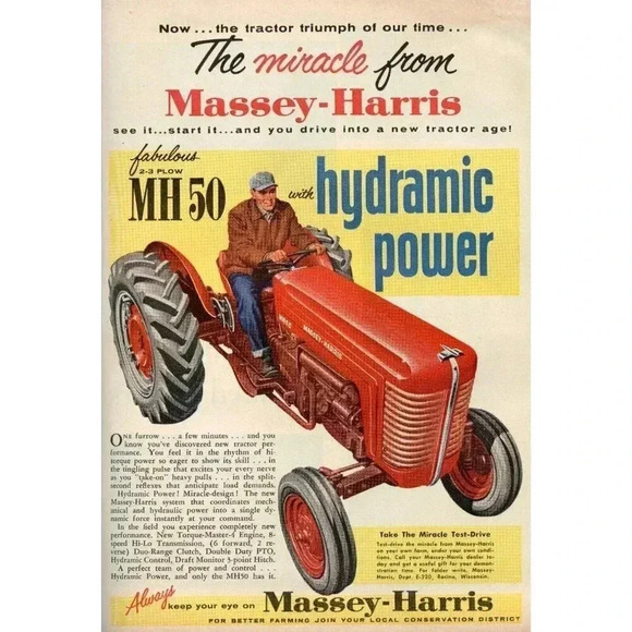 Vintage 1956 Massey Harris Hydramic Power Tractor Advertisement Ad Photo #3011 - Picture 1 of 1